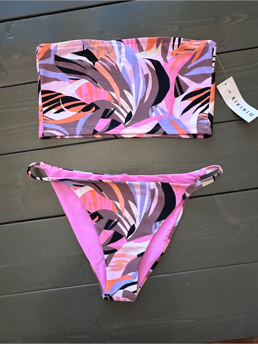 Kikirio Dev Bandeau Top & Sol Cheeky Bottom Bikini Set NWT